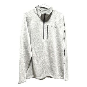 Eddie Bauer Men's Soft And Warm Grey Pull - Over 1/4 Zip-Up Sweater